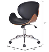 Fast Furnishings Walnut Black Faux Leather Office Chair